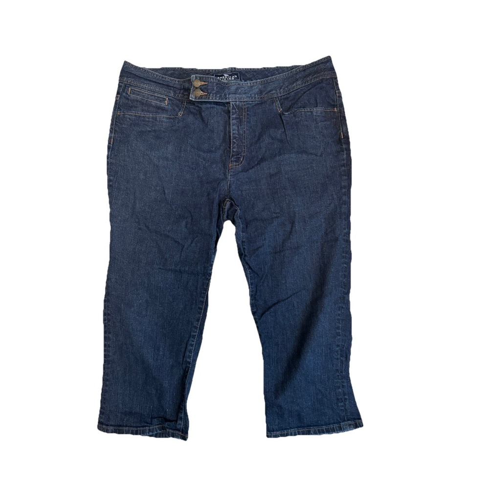 American Living Womens Capri Jeans 16 Blue Straight Leg Dark Wash Stretch Denim